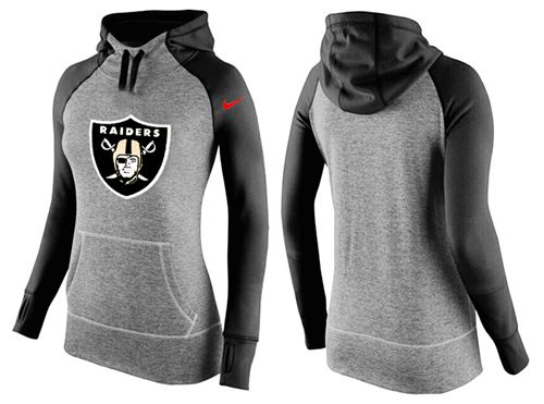 Women's Nike Oakland Raiders Performance Hoodie Grey & Black_2 - Click Image to Close